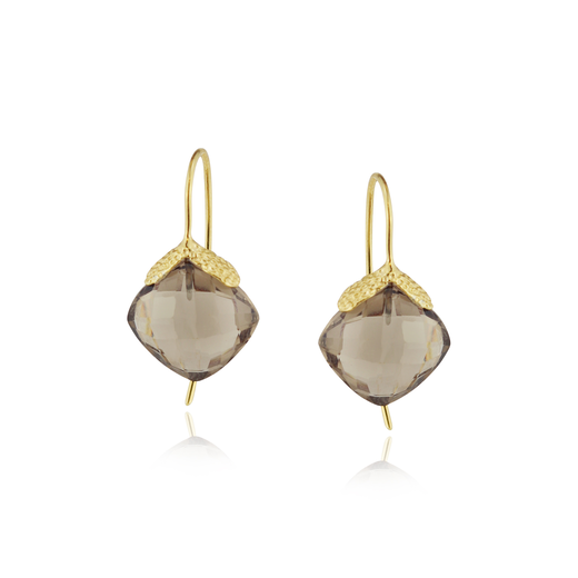 Smoky quartz hook earrings by Mounir